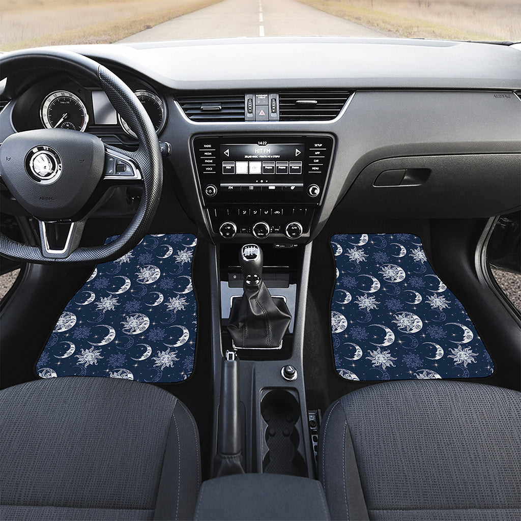 White And Blue Celestial Pattern Print Front Car Floor Mats