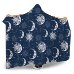 White And Blue Celestial Pattern Print Hooded Blanket