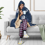 White And Blue Celestial Pattern Print Hooded Blanket