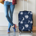 White And Blue Celestial Pattern Print Luggage Cover