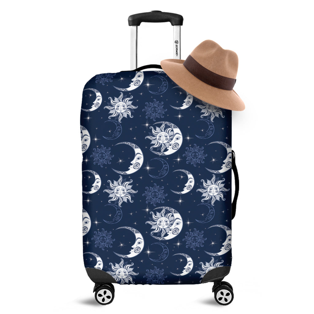 White And Blue Celestial Pattern Print Luggage Cover