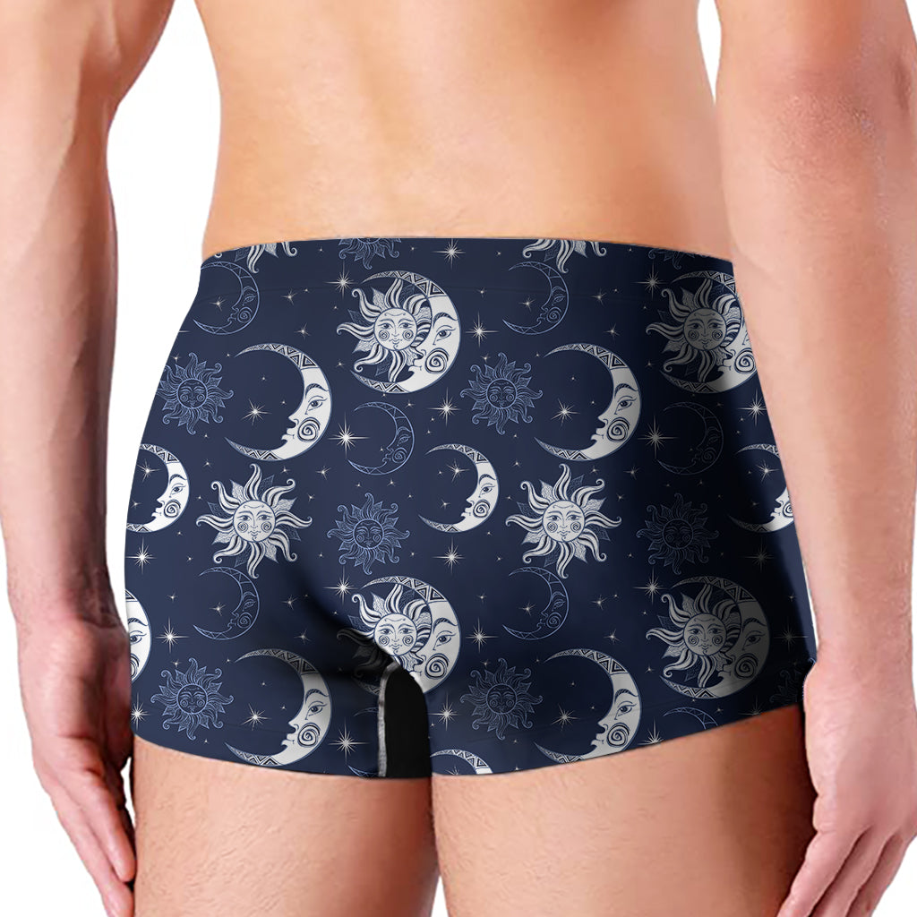 White And Blue Celestial Pattern Print Men's Boxer Briefs