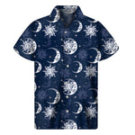 White And Blue Celestial Pattern Print Men's Short Sleeve Shirt