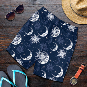 White And Blue Celestial Pattern Print Men's Shorts