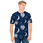 White And Blue Celestial Pattern Print Men's T-Shirt