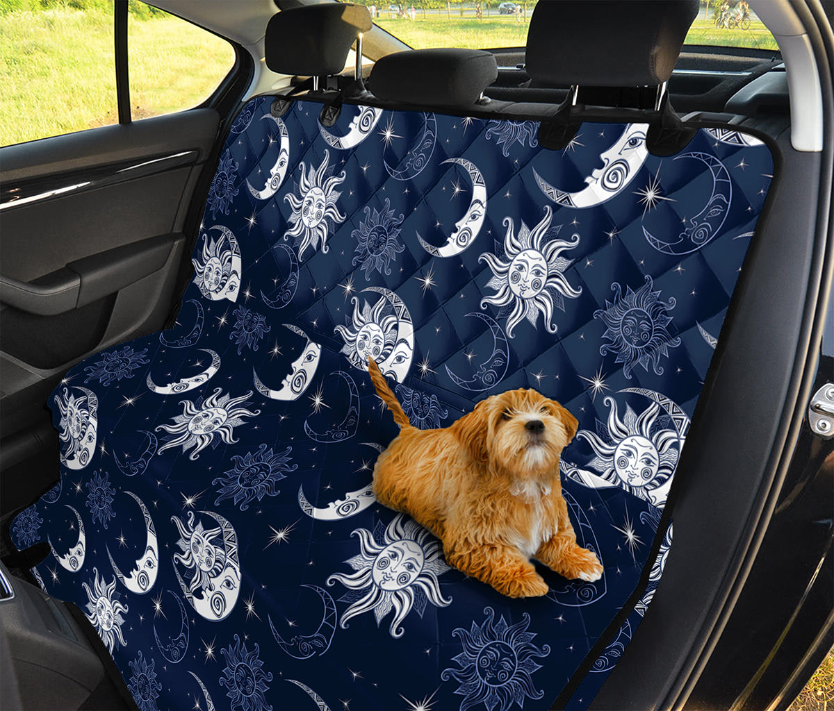 White And Blue Celestial Pattern Print Pet Car Back Seat Cover