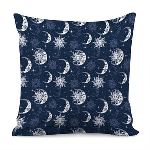 White And Blue Celestial Pattern Print Pillow Cover