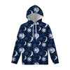 White And Blue Celestial Pattern Print Pullover Hoodie