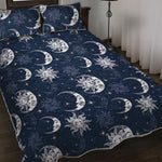 White And Blue Celestial Pattern Print Quilt Bed Set