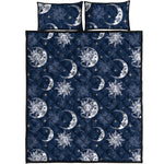 White And Blue Celestial Pattern Print Quilt Bed Set