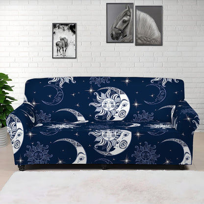 White And Blue Celestial Pattern Print Sofa Cover