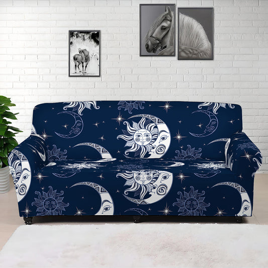 White And Blue Celestial Pattern Print Sofa Cover