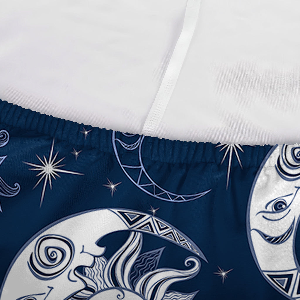 White And Blue Celestial Pattern Print Sofa Cover
