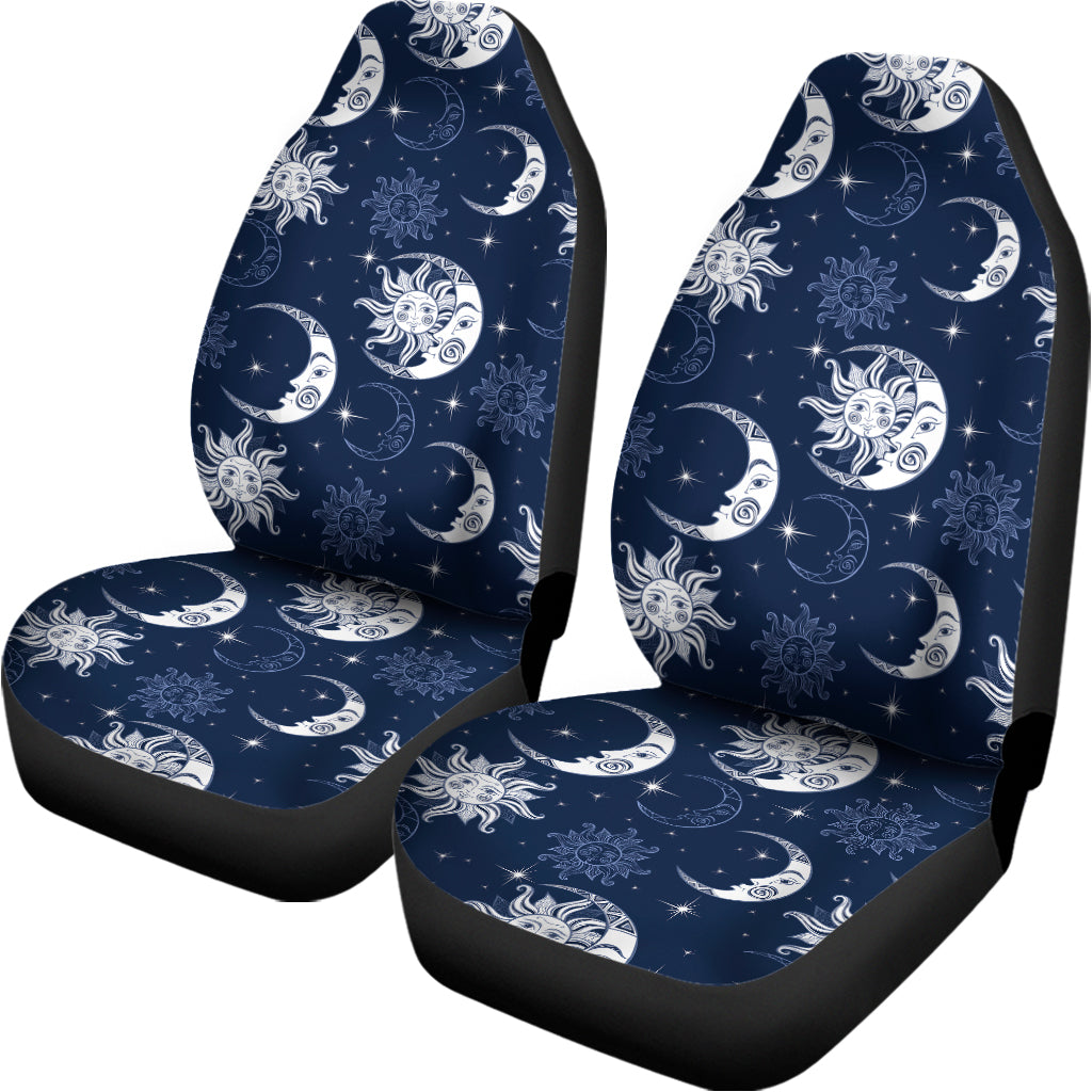 White And Blue Celestial Pattern Print Universal Fit Car Seat Covers
