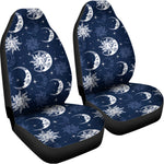 White And Blue Celestial Pattern Print Universal Fit Car Seat Covers