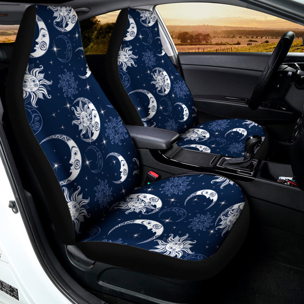 White And Blue Celestial Pattern Print Universal Fit Car Seat Covers