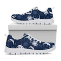 White And Blue Celestial Pattern Print White Running Shoes