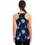 White And Blue Celestial Pattern Print Women's Racerback Tank Top