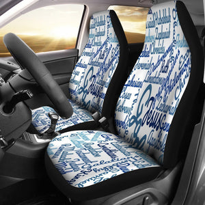 White And Blue Christian Text Universal Fit Car Seat Covers GearFrost