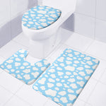 White And Blue Cow Print 3 Piece Bath Mat Set