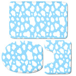 White And Blue Cow Print 3 Piece Bath Mat Set