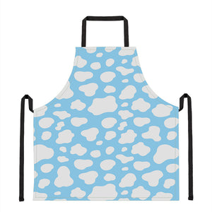 White And Blue Cow Print Apron