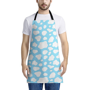 White And Blue Cow Print Apron