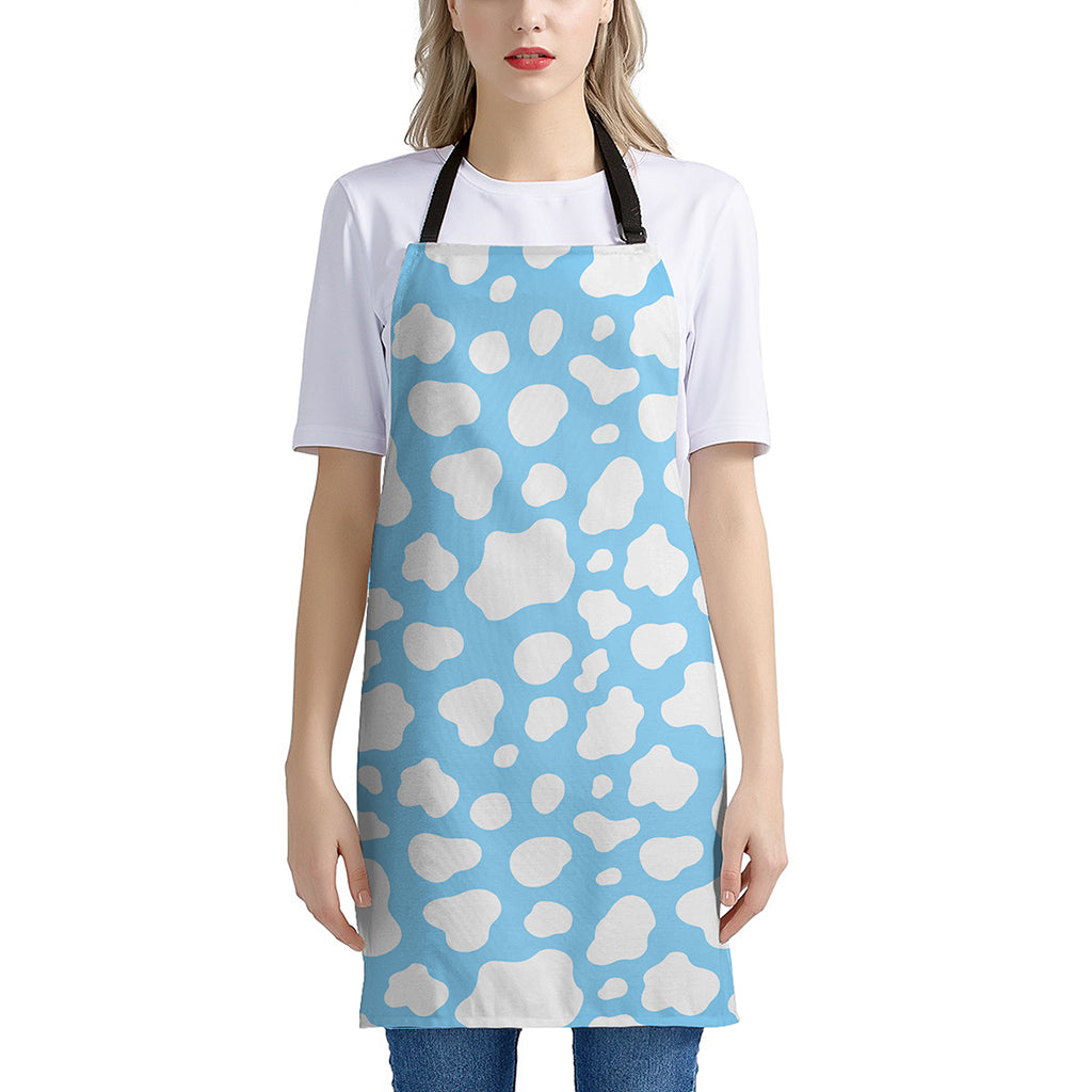 White And Blue Cow Print Apron