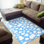 White And Blue Cow Print Area Rug GearFrost