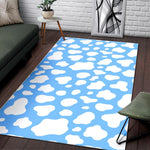 White And Blue Cow Print Area Rug GearFrost