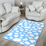 White And Blue Cow Print Area Rug GearFrost