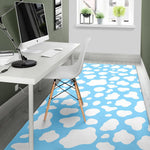 White And Blue Cow Print Area Rug GearFrost