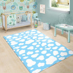 White And Blue Cow Print Area Rug GearFrost