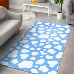 White And Blue Cow Print Area Rug GearFrost