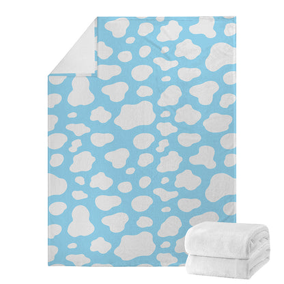 White And Blue Cow Print Blanket