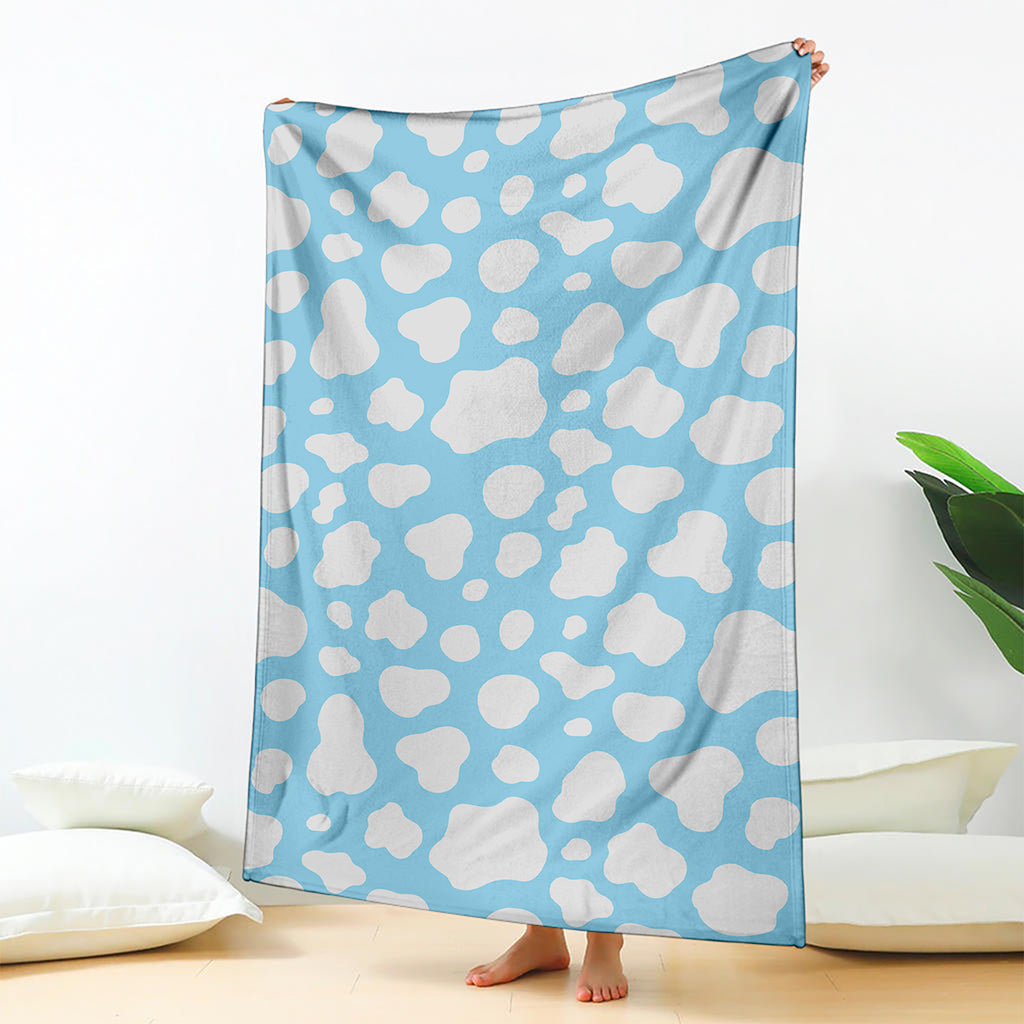 White And Blue Cow Print Blanket