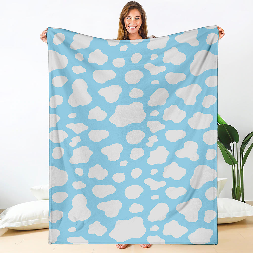 White And Blue Cow Print Blanket