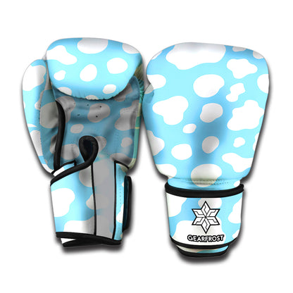 White And Blue Cow Print Boxing Gloves