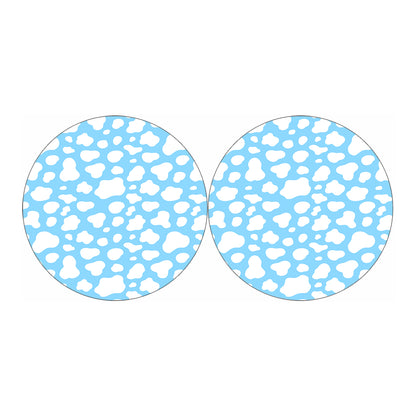 White And Blue Cow Print Car Coasters