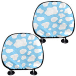 White And Blue Cow Print Car Headrest Covers