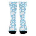 White And Blue Cow Print Crew Socks