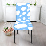 White And Blue Cow Print Dining Chair Slipcover
