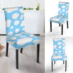 White And Blue Cow Print Dining Chair Slipcover