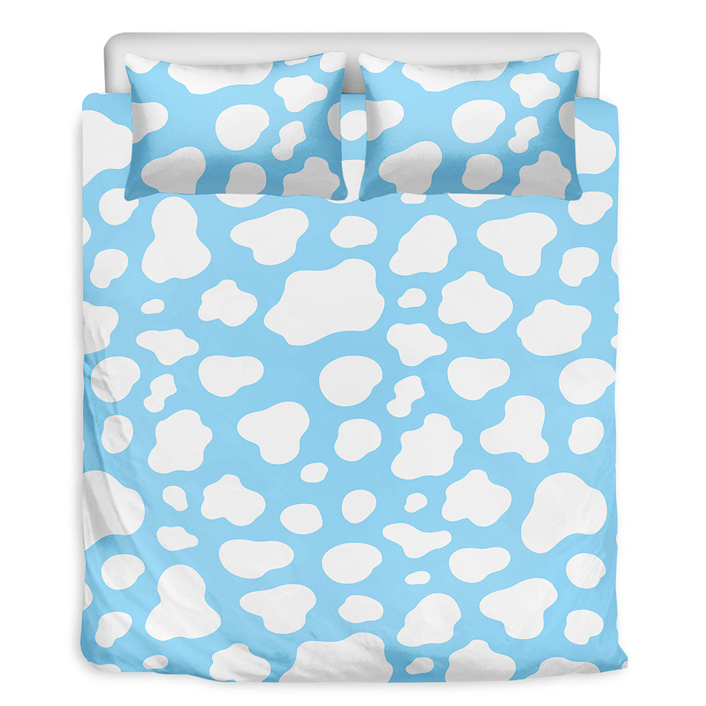 White And Blue Cow Print Duvet Cover Bedding Set