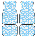 White And Blue Cow Print Front and Back Car Floor Mats