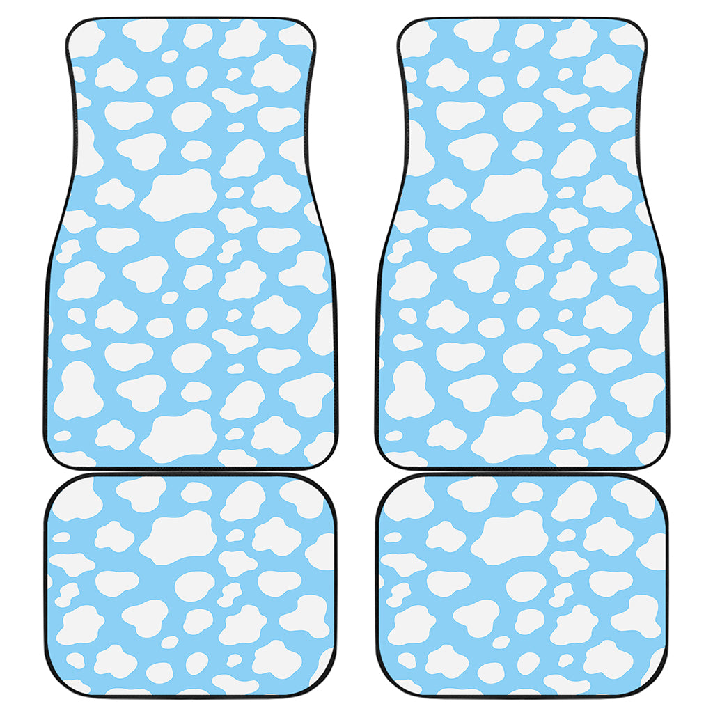 White And Blue Cow Print Front and Back Car Floor Mats