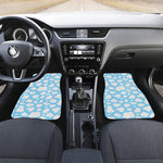White And Blue Cow Print Front and Back Car Floor Mats