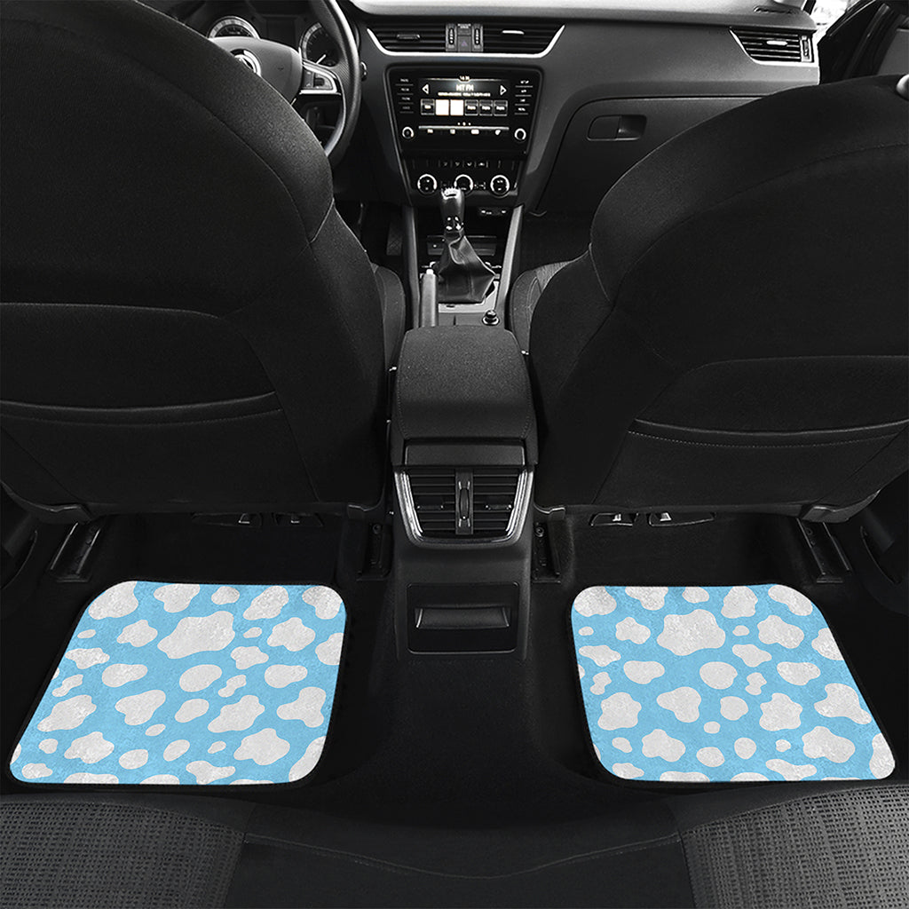 White And Blue Cow Print Front and Back Car Floor Mats