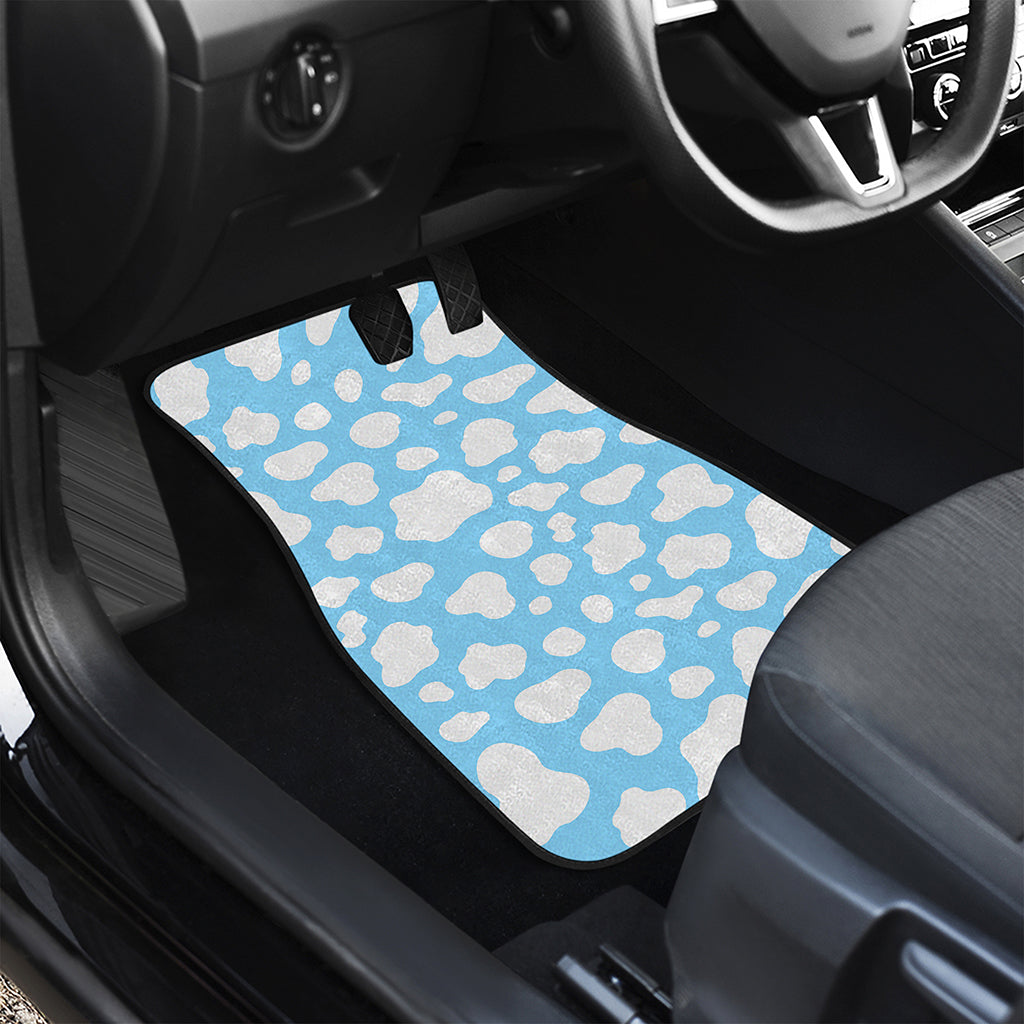 White And Blue Cow Print Front and Back Car Floor Mats