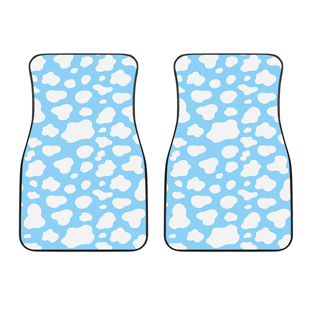 White And Blue Cow Print Front Car Floor Mats